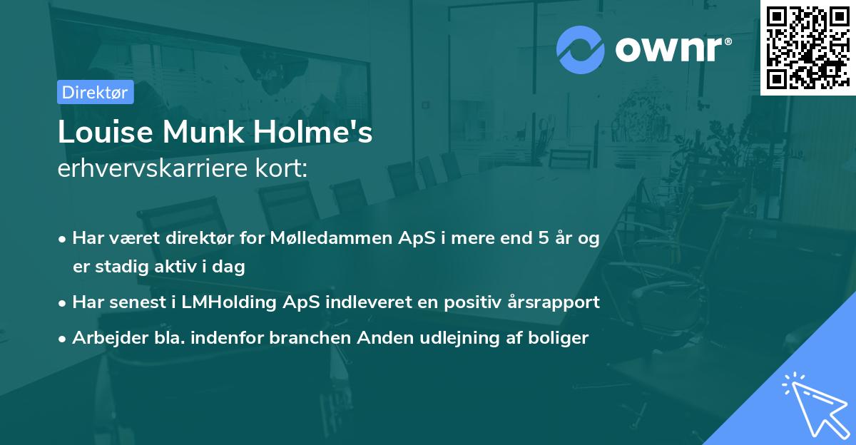 Louise Munk Holme's erhvervskarriere kort