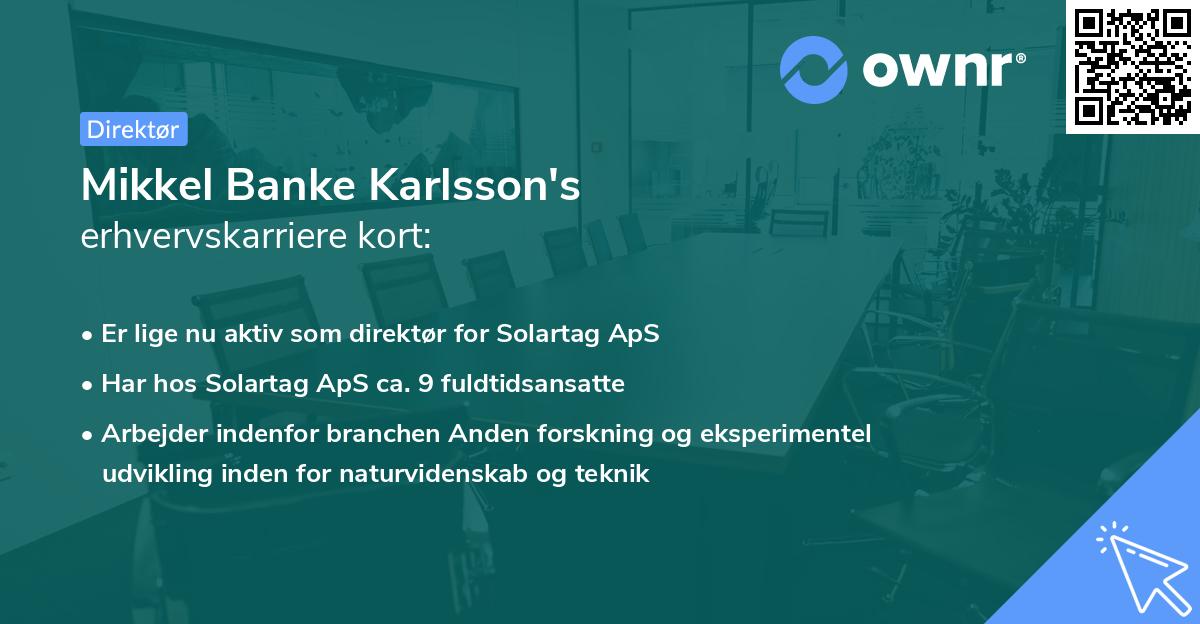 Mikkel Banke Karlsson's erhvervskarriere kort