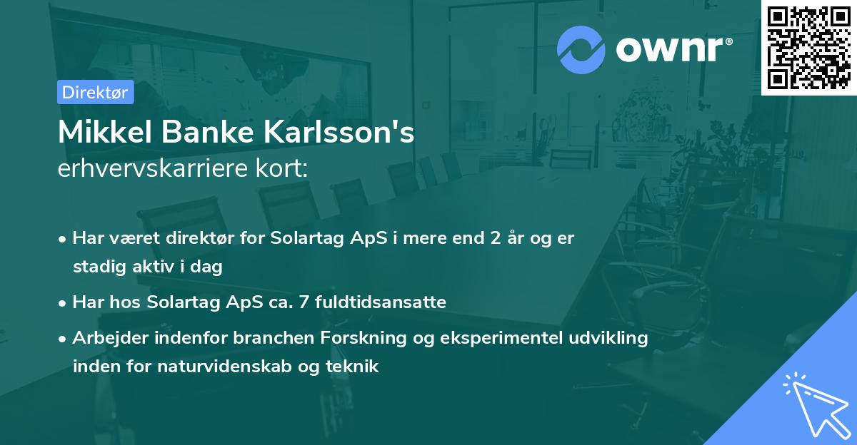 Mikkel Banke Karlsson's erhvervskarriere kort
