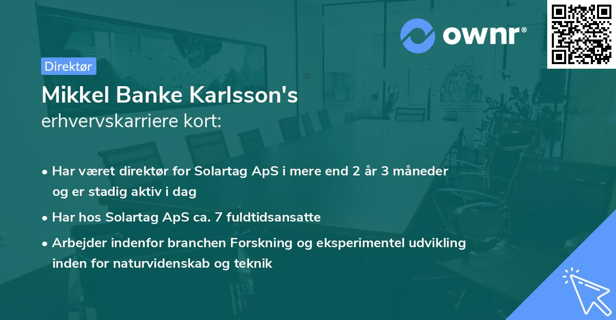 Mikkel Banke Karlsson's erhvervskarriere kort