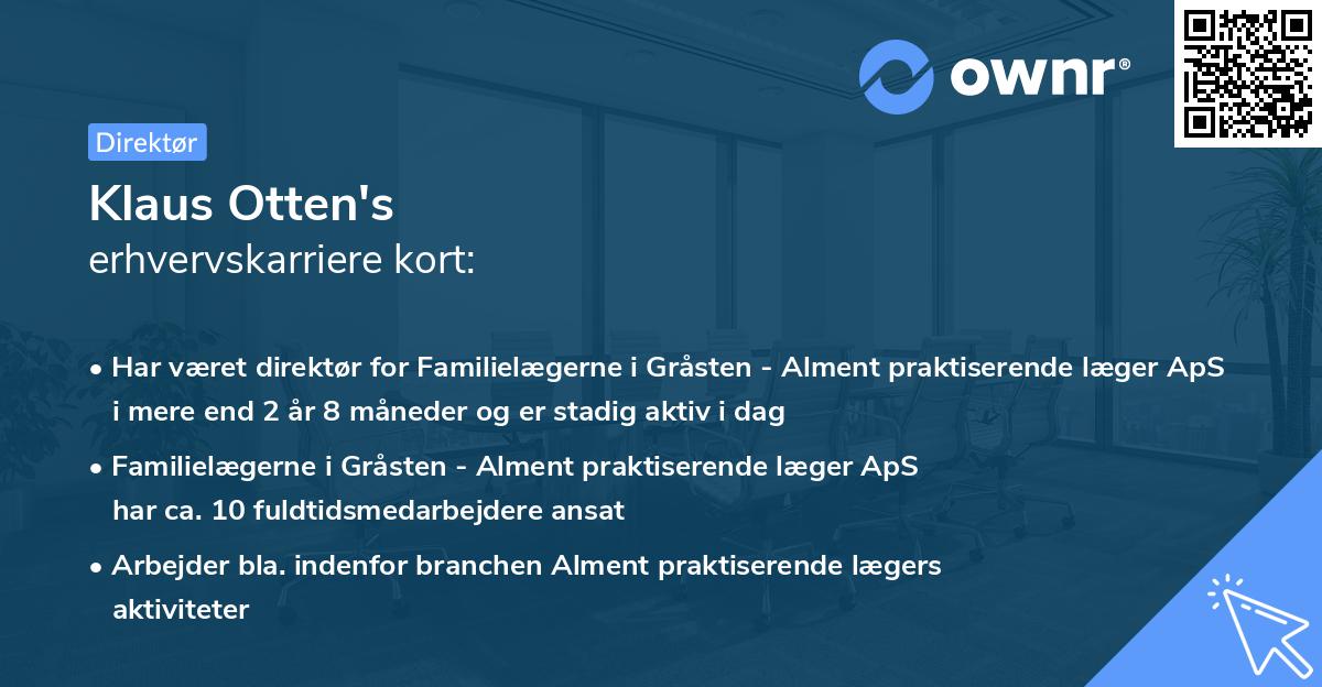 Klaus Otten's erhvervskarriere kort