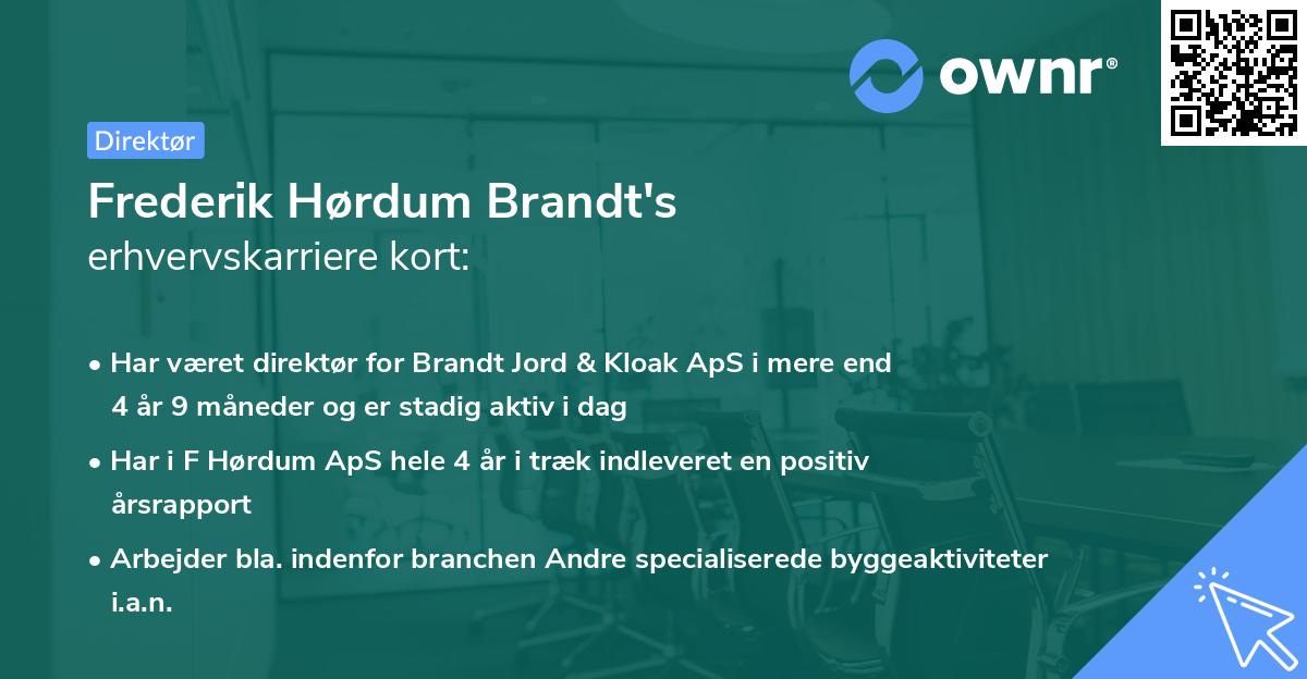 Frederik Hørdum Brandt's erhvervskarriere kort