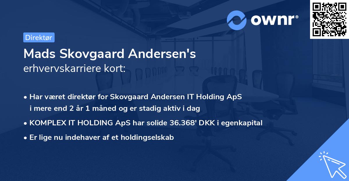 Mads Skovgaard Andersen's erhvervskarriere kort