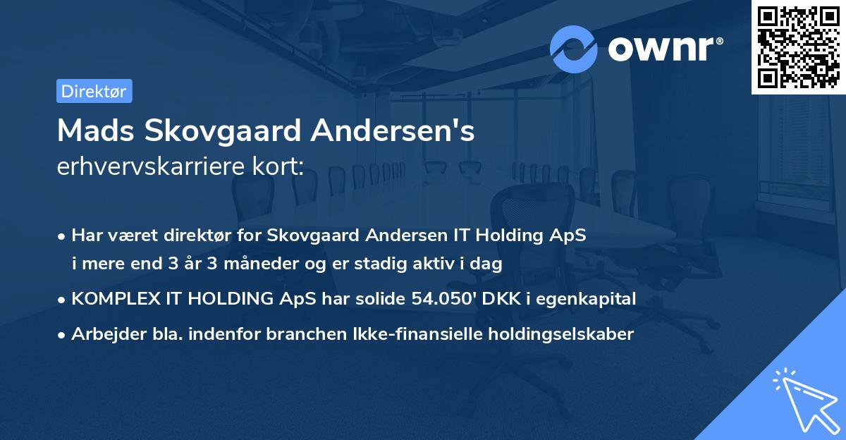Mads Skovgaard Andersen's erhvervskarriere kort