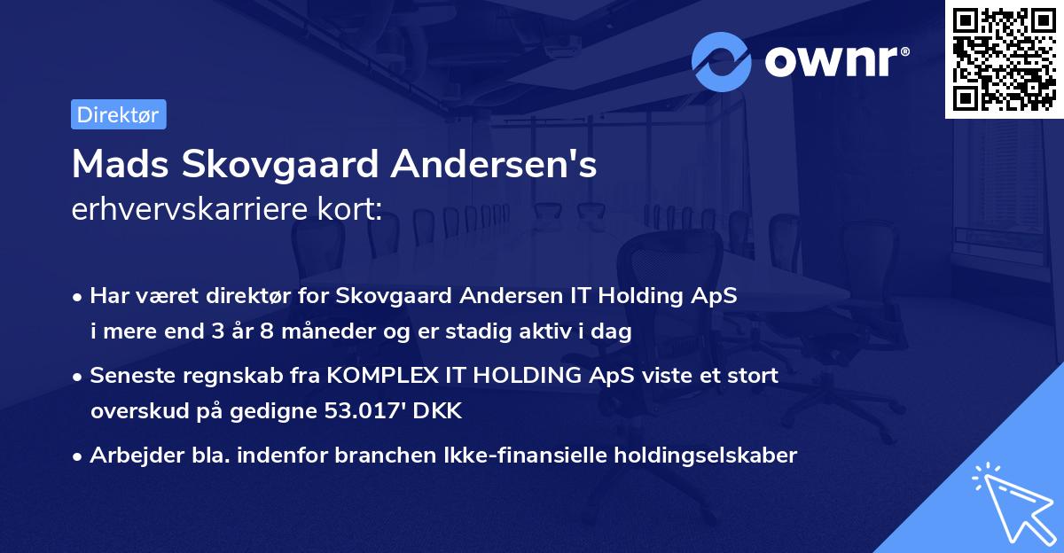 Mads Skovgaard Andersen's erhvervskarriere kort