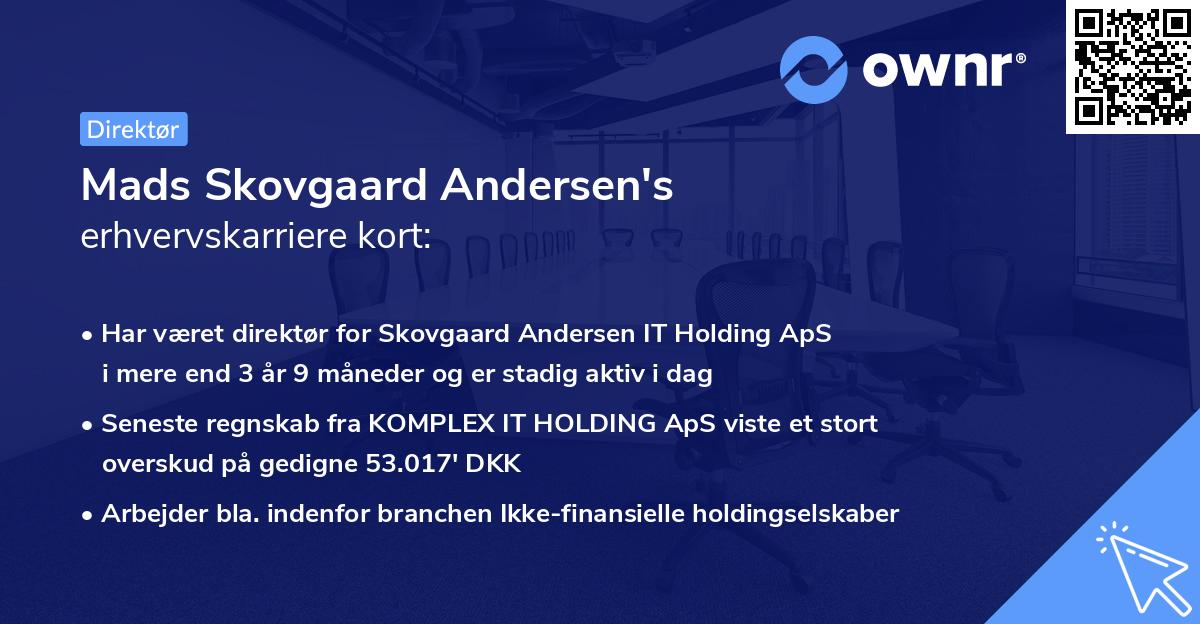 Mads Skovgaard Andersen's erhvervskarriere kort