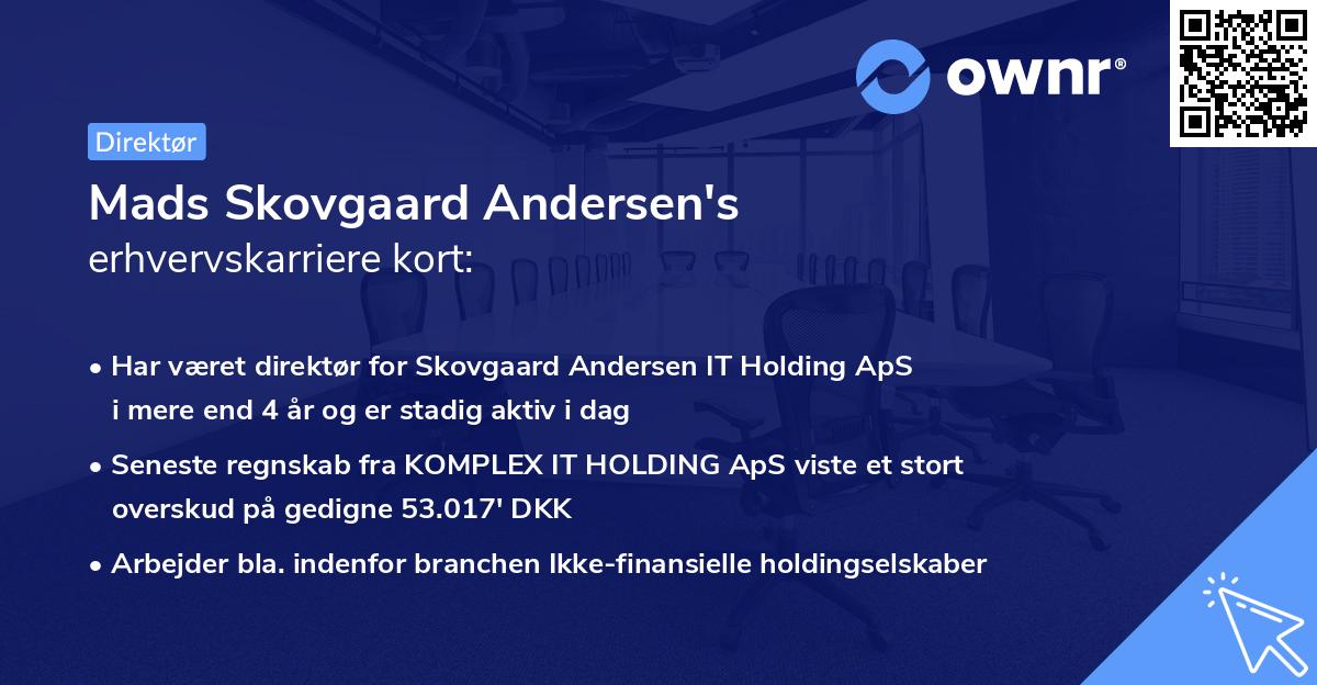 Mads Skovgaard Andersen's erhvervskarriere kort