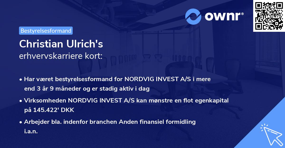 Christian Ulrich's erhvervskarriere kort