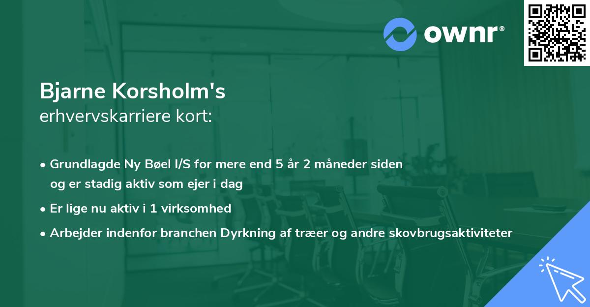 Bjarne Korsholm's erhvervskarriere kort