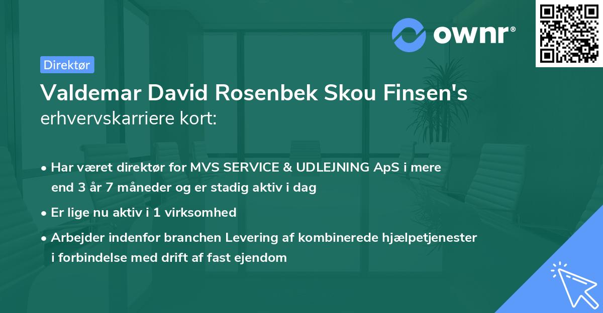 Valdemar David Rosenbek Skou Finsen's erhvervskarriere kort