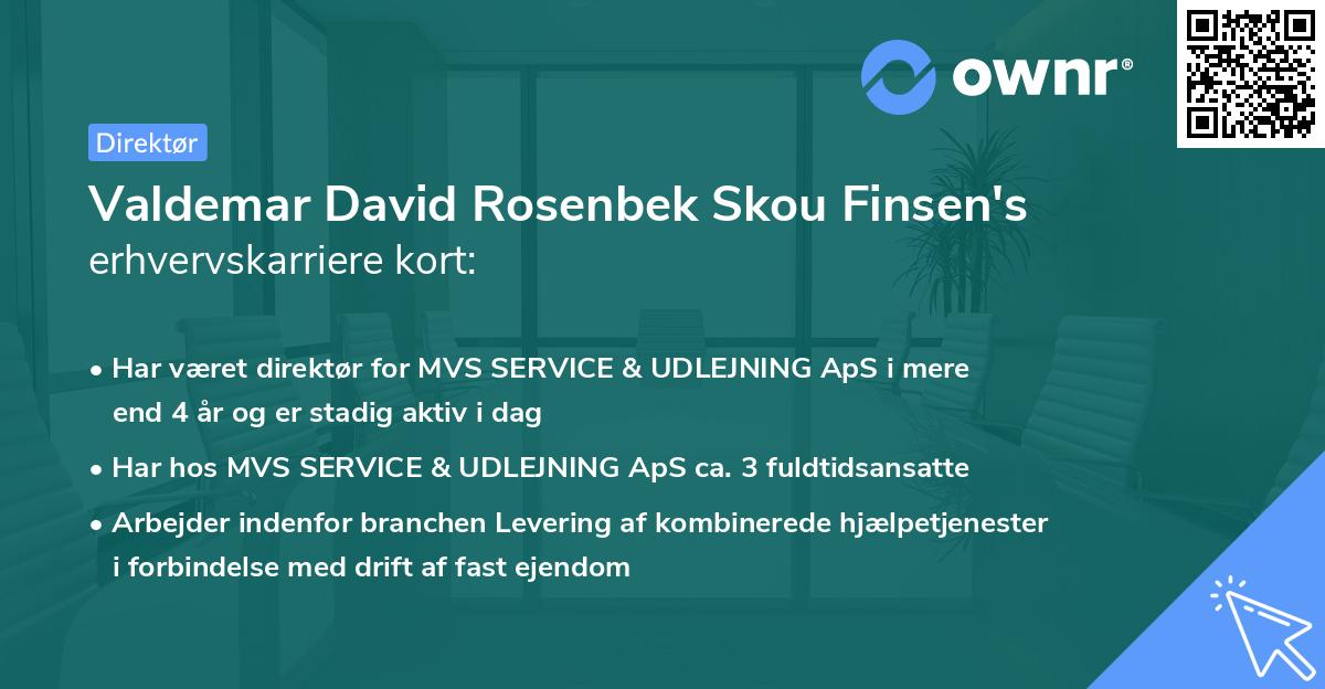 Valdemar David Rosenbek Skou Finsen's erhvervskarriere kort