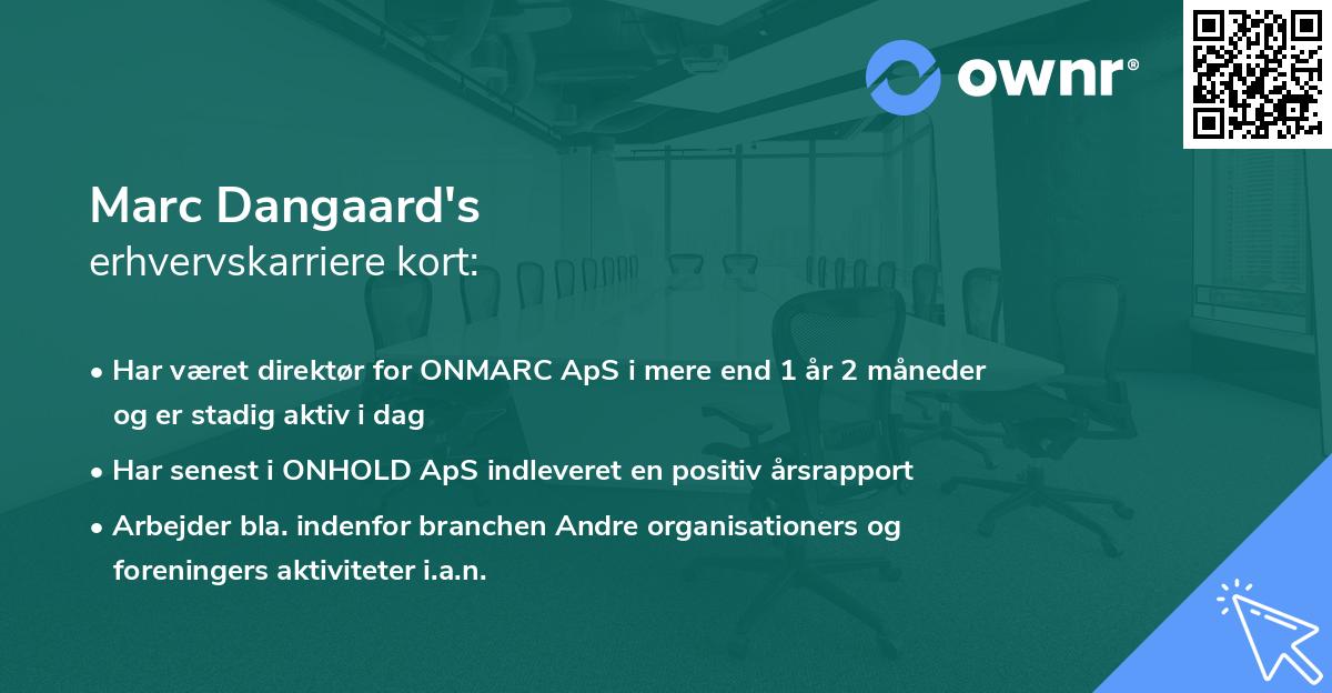 Marc Dangaard's erhvervskarriere kort