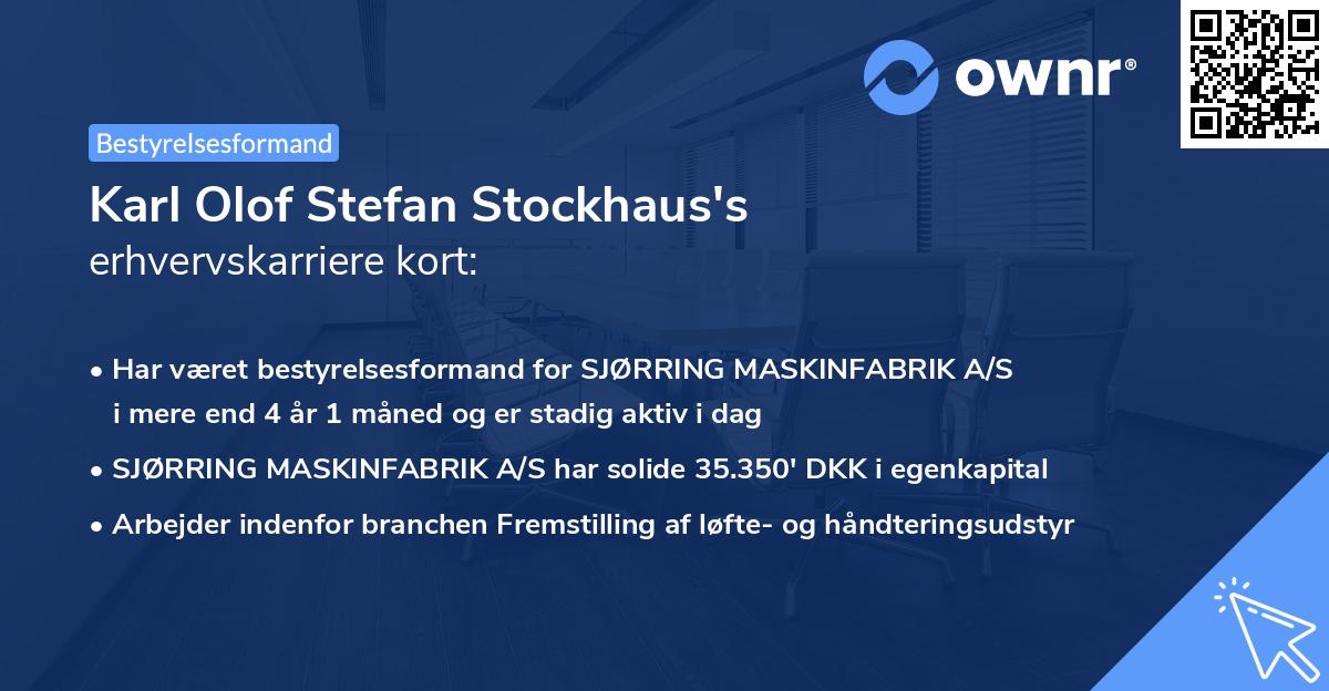 Karl Olof Stefan Stockhaus's erhvervskarriere kort