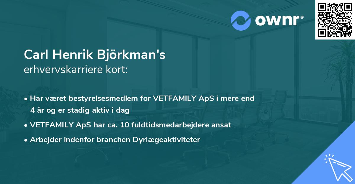 Carl Henrik Björkman's erhvervskarriere kort