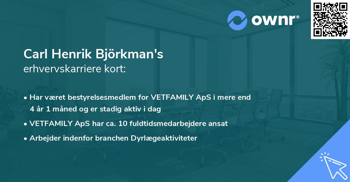 Carl Henrik Björkman's erhvervskarriere kort