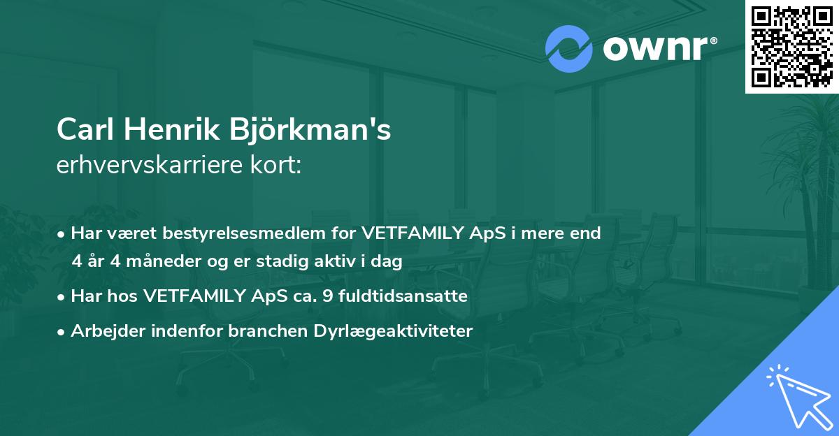 Carl Henrik Björkman's erhvervskarriere kort