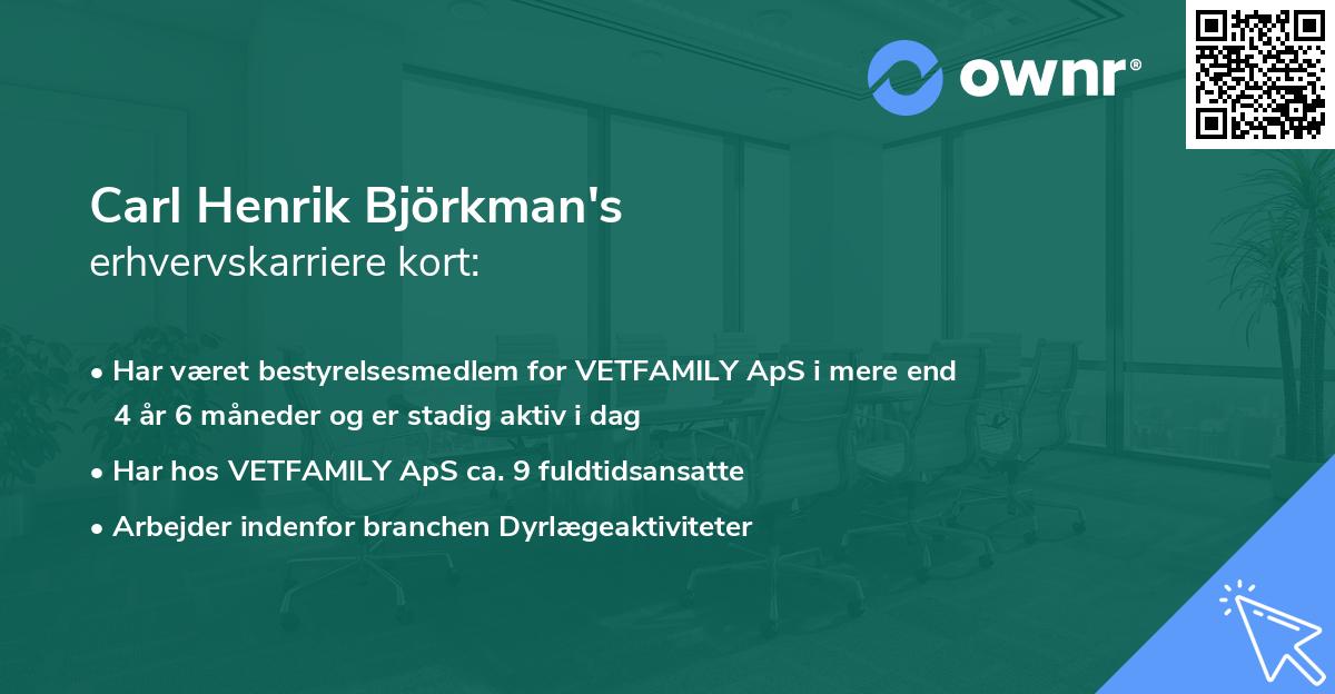 Carl Henrik Björkman's erhvervskarriere kort