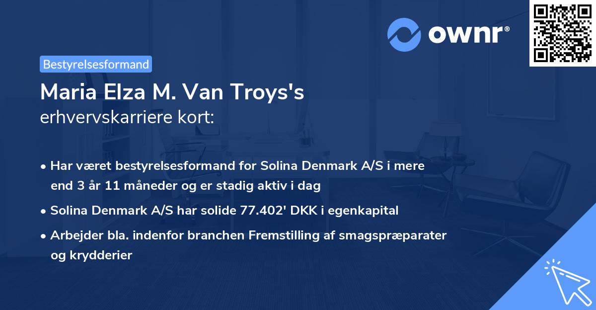 Maria Elza M. Van Troys's erhvervskarriere kort
