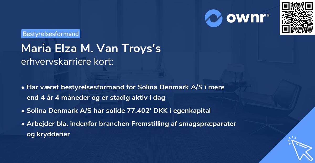 Maria Elza M. Van Troys's erhvervskarriere kort