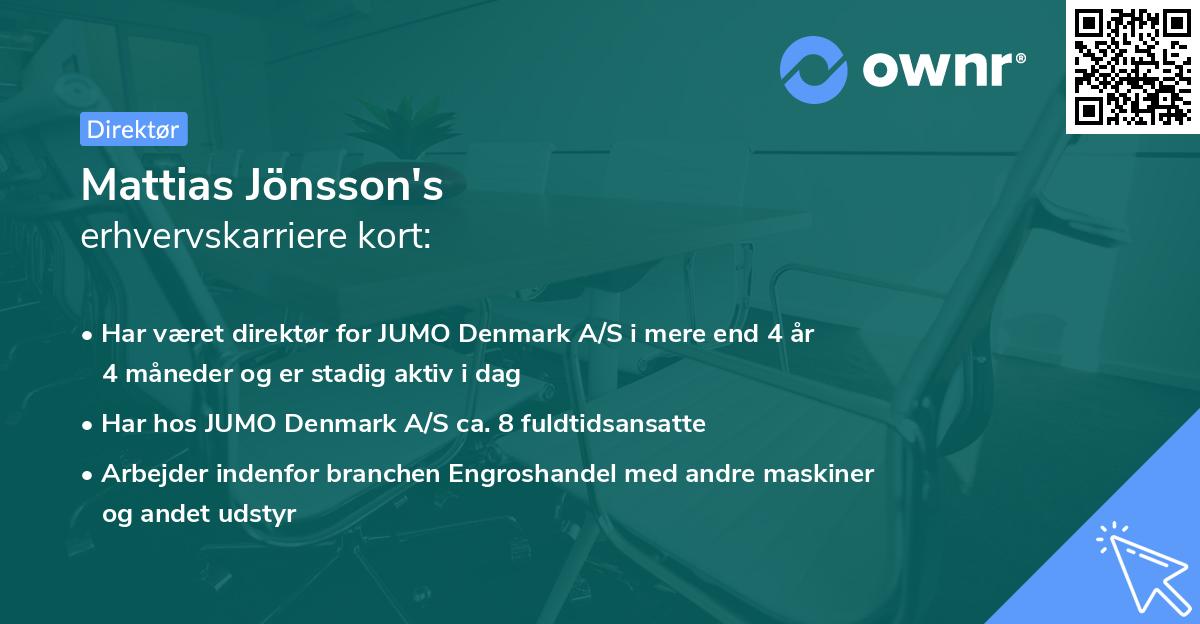 Mattias Jönsson's erhvervskarriere kort