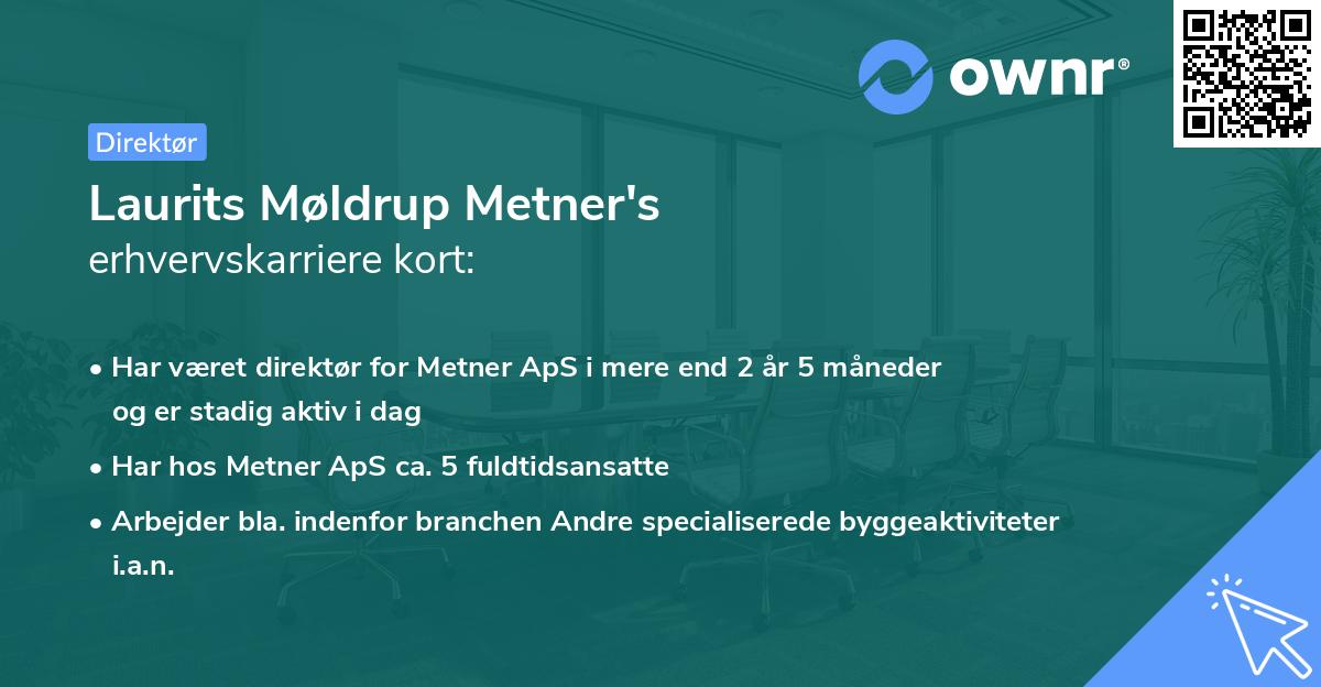 Laurits Møldrup Metner's erhvervskarriere kort