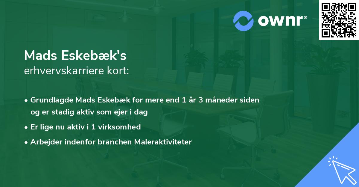 Mads Eskebæk's erhvervskarriere kort