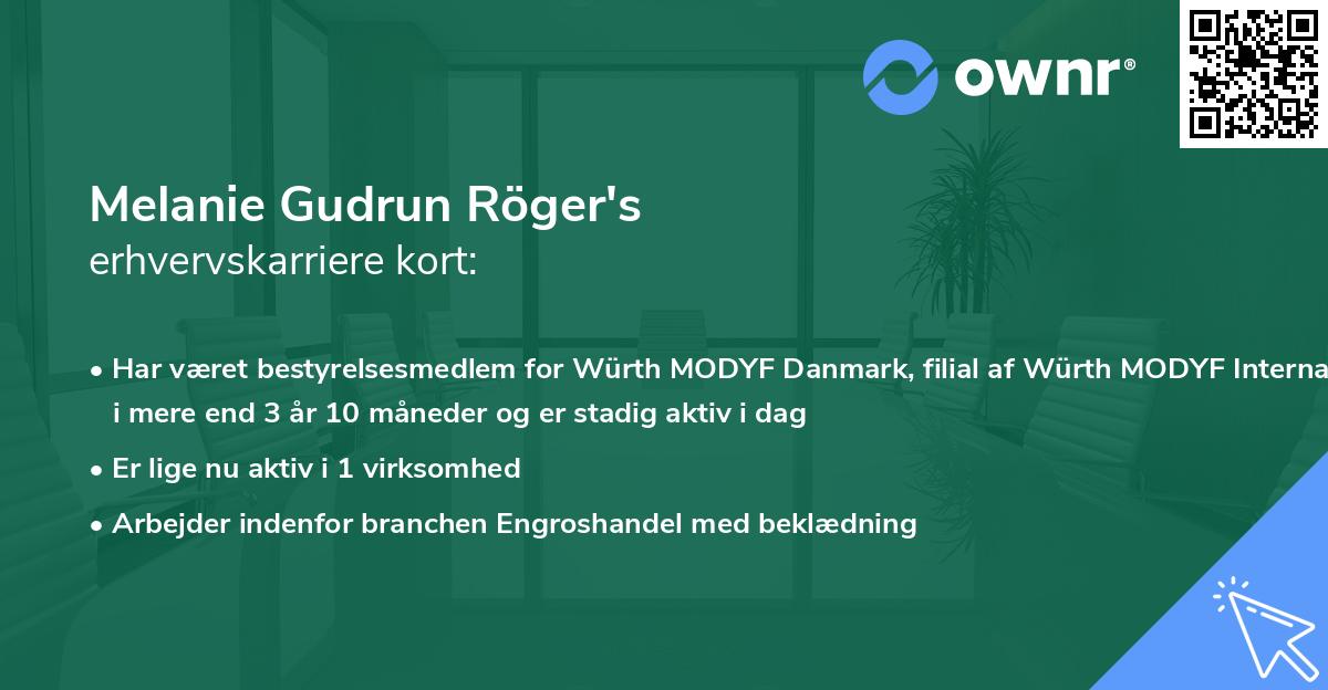 Melanie Gudrun Röger's erhvervskarriere kort