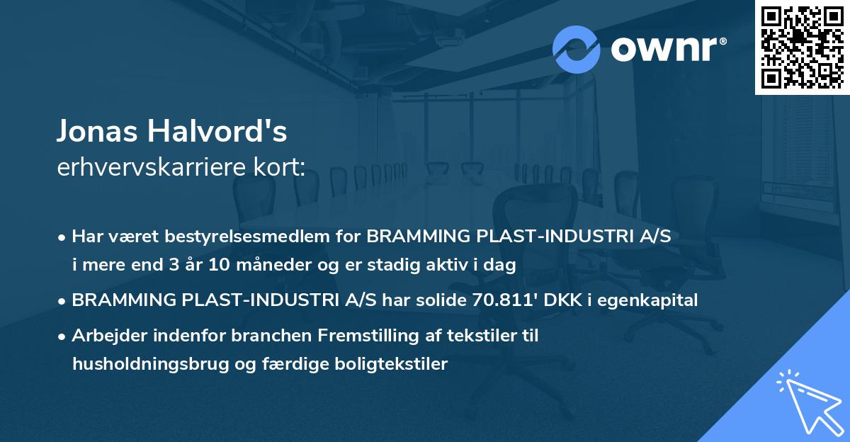 Jonas Halvord's erhvervskarriere kort