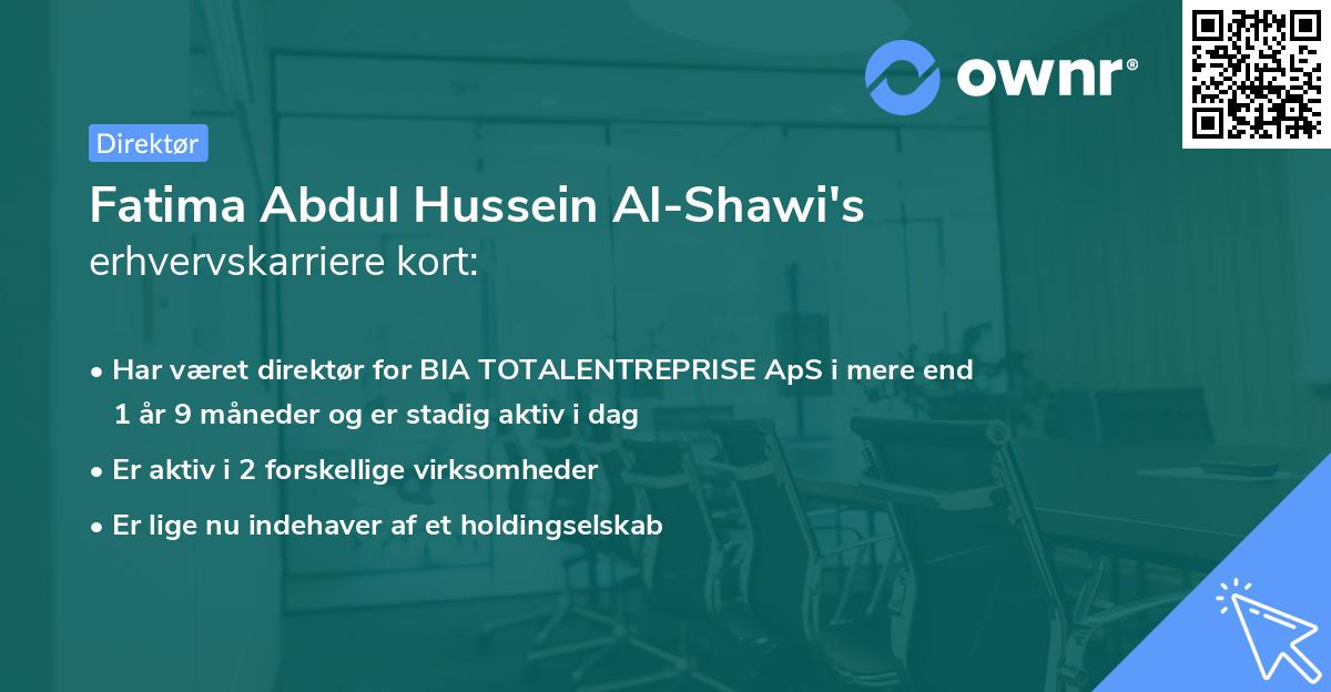 Fatima Abdul Hussein Al-Shawi's erhvervskarriere kort