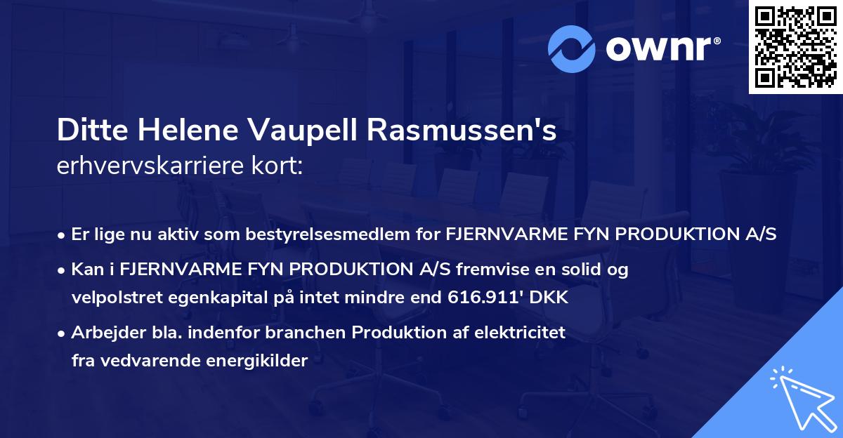 Ditte Helene Vaupell Rasmussen's erhvervskarriere kort