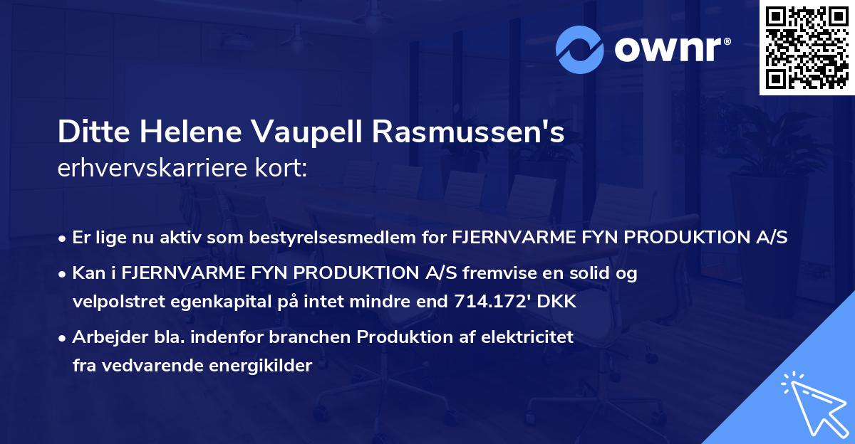 Ditte Helene Vaupell Rasmussen's erhvervskarriere kort