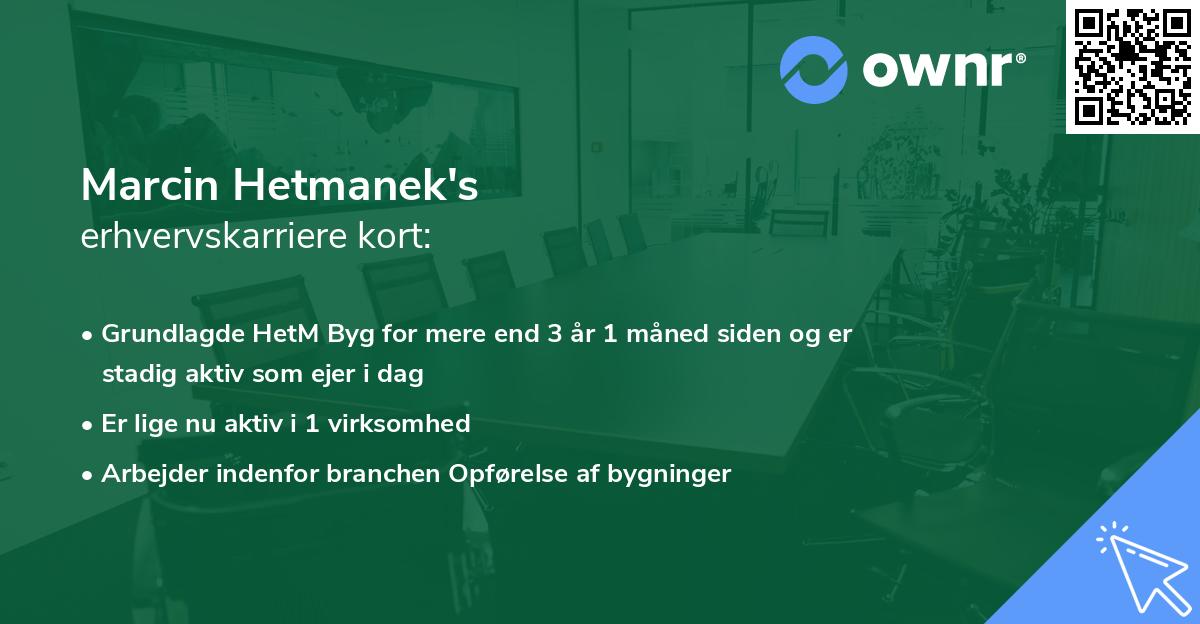 Marcin Hetmanek's erhvervskarriere kort