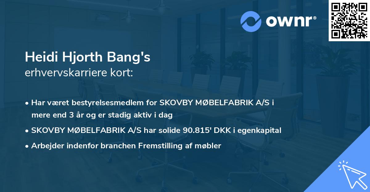 Heidi Hjorth Bang's erhvervskarriere kort