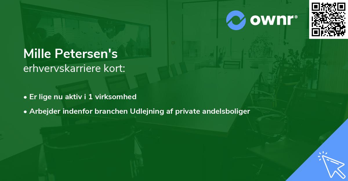 Mille Petersen's erhvervskarriere kort