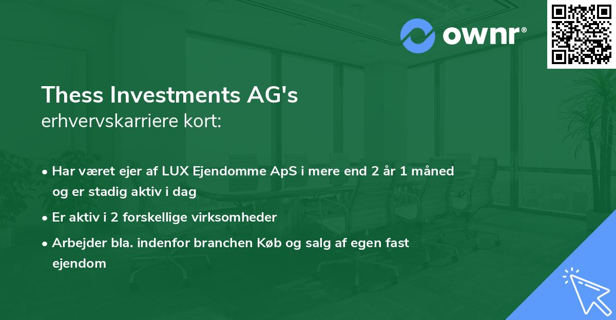 Thess Investments AG's erhvervskarriere kort