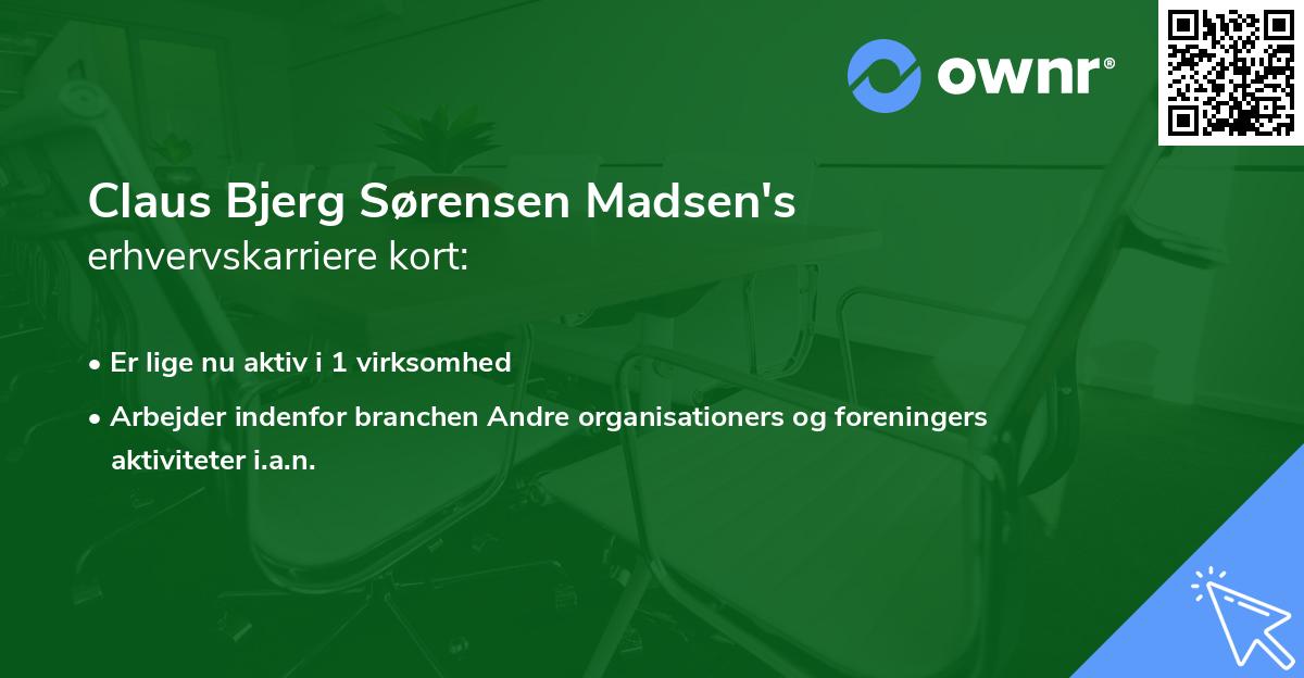 Claus Bjerg Sørensen Madsen's erhvervskarriere kort