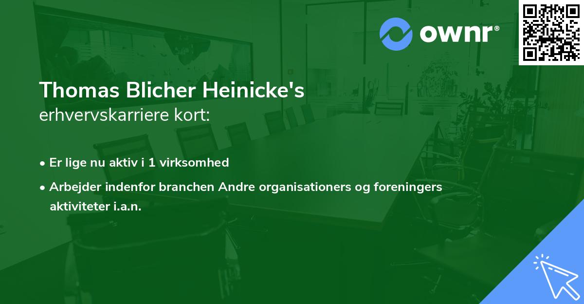Thomas Blicher Heinicke's erhvervskarriere kort