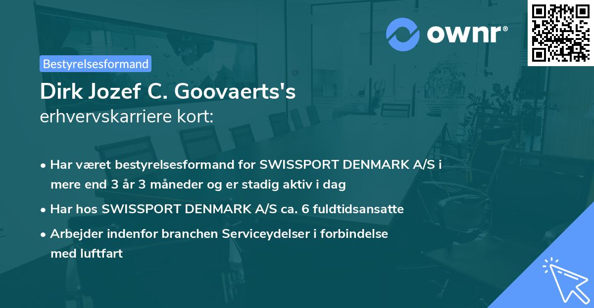 Dirk Jozef C. Goovaerts's erhvervskarriere kort