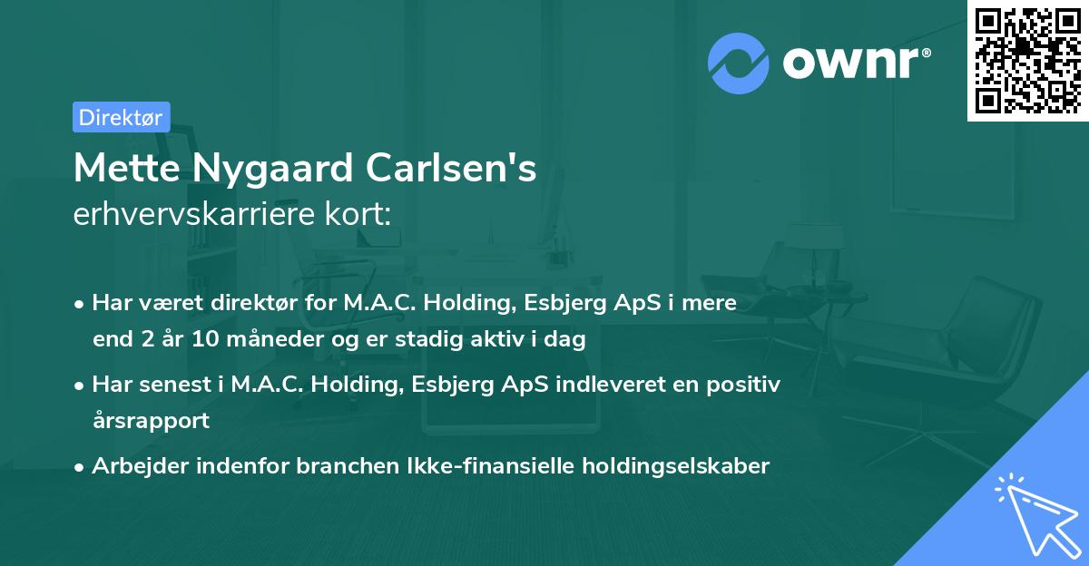 Mette Nygaard Carlsen's erhvervskarriere kort