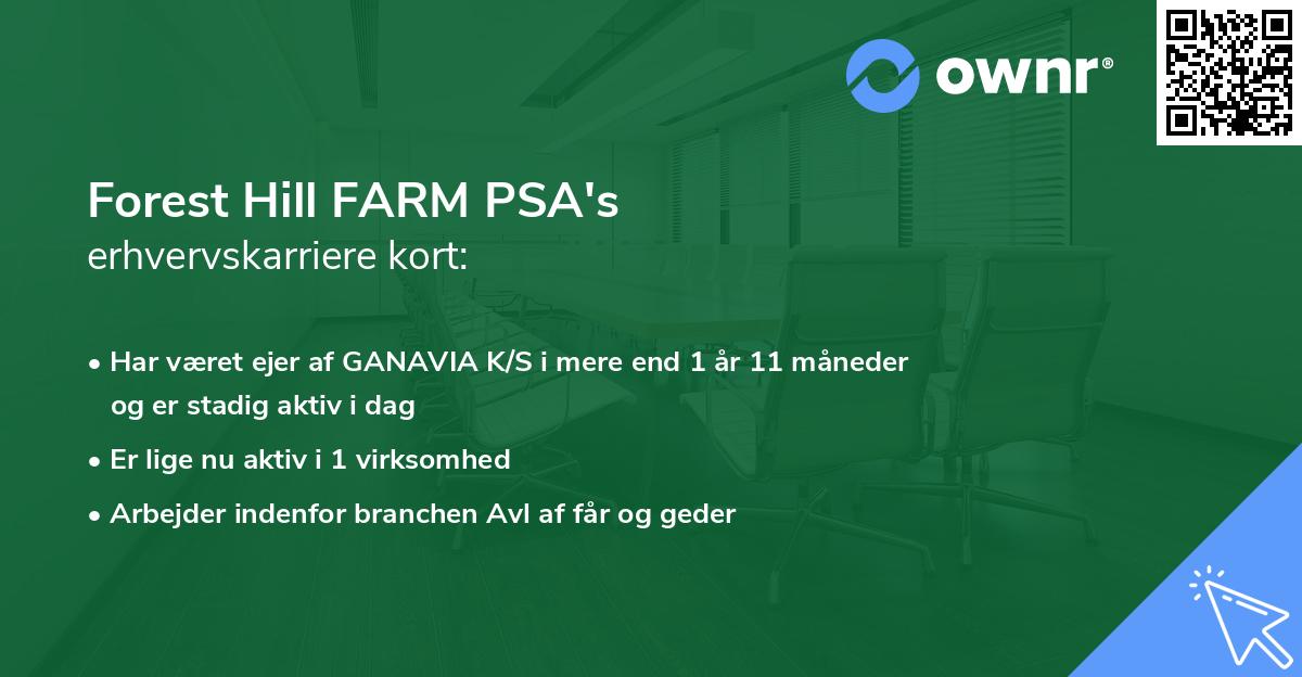 Forest Hill FARM PSA's erhvervskarriere kort