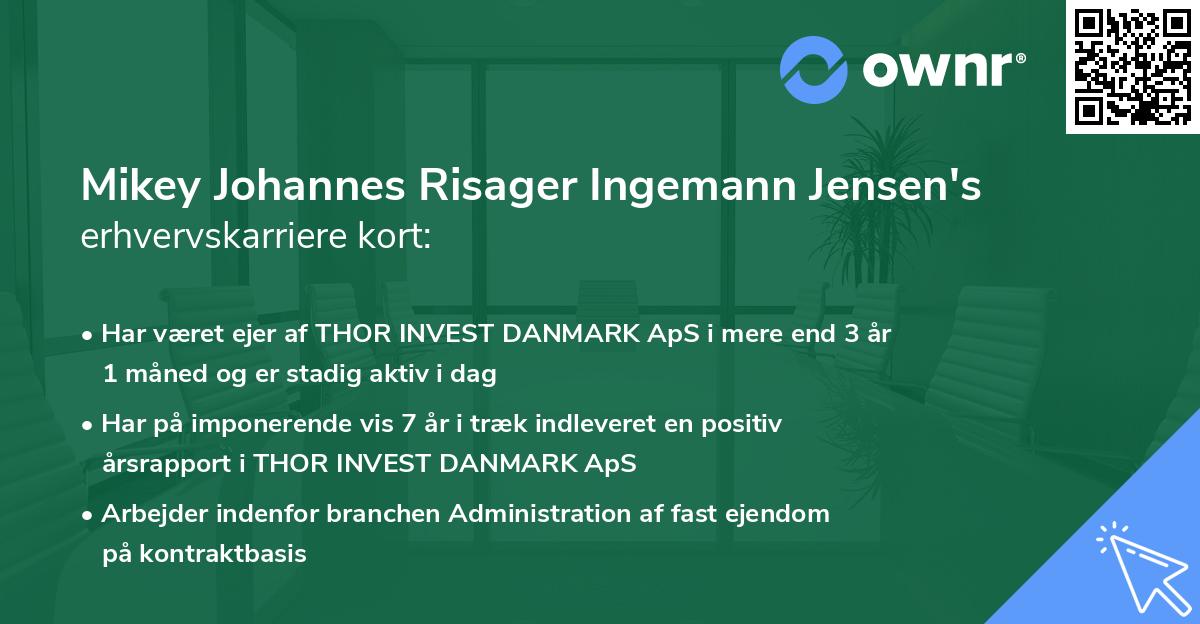 Mikey Johannes Risager Ingemann Jensen's erhvervskarriere kort