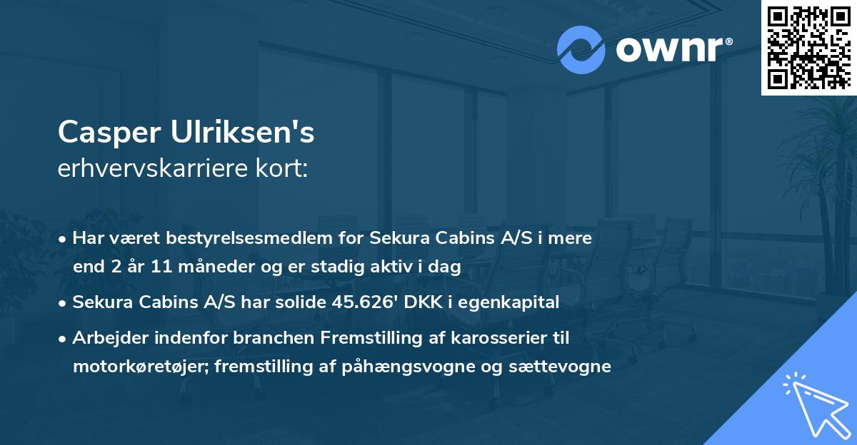 Casper Ulriksen's erhvervskarriere kort