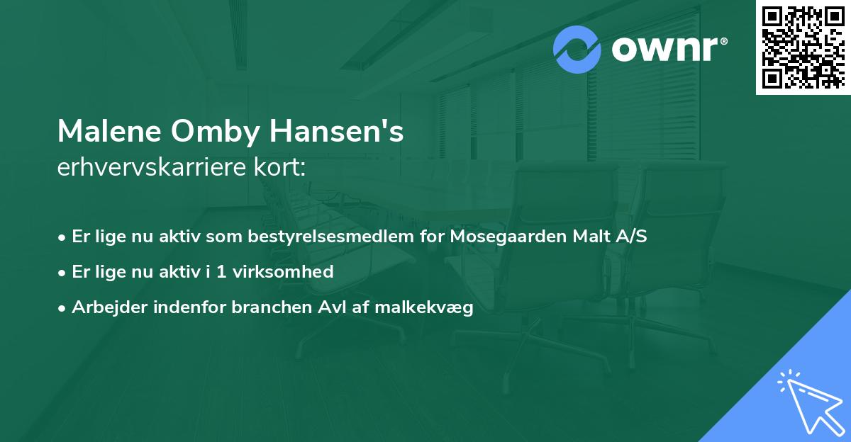 Malene Omby Hansen har 1 erhvervsrolle » Er bosat i Danmark - ownr®