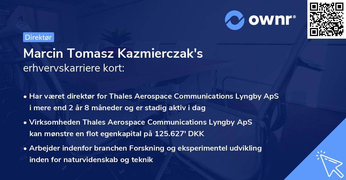 Marcin Tomasz Kazmierczak's erhvervskarriere kort