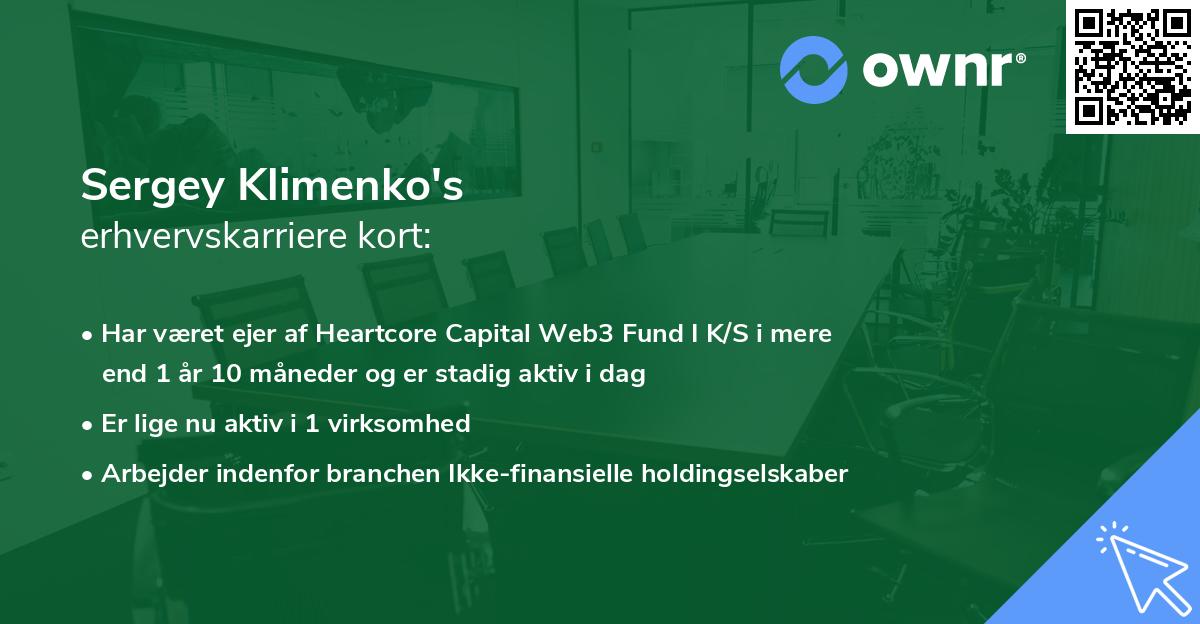 Sergey Klimenko's erhvervskarriere kort