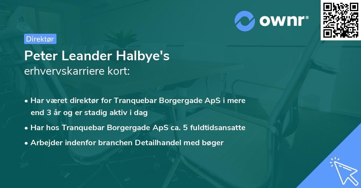 Peter Leander Halbye's erhvervskarriere kort