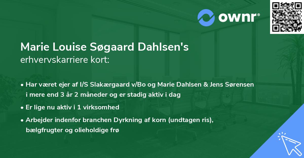 Marie Louise Søgaard Dahlsen's erhvervskarriere kort