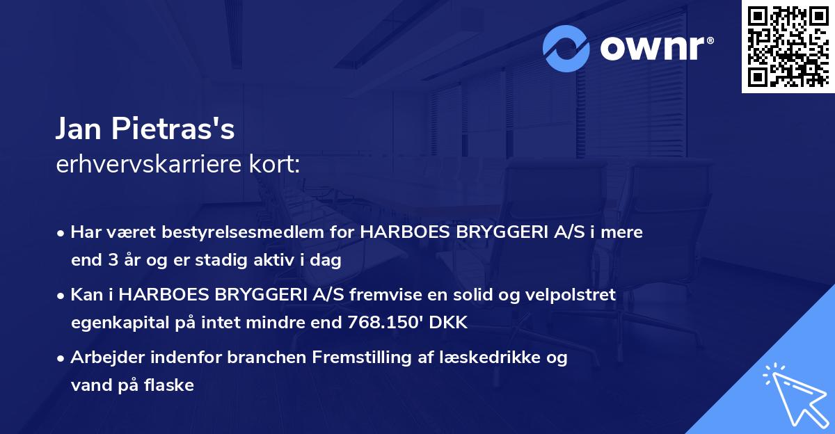Jan Pietras's erhvervskarriere kort