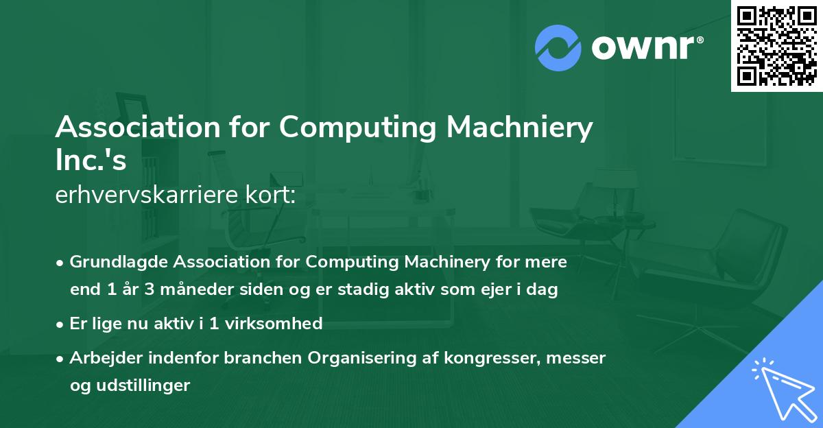 Association for Computing Machniery Inc.'s erhvervskarriere kort