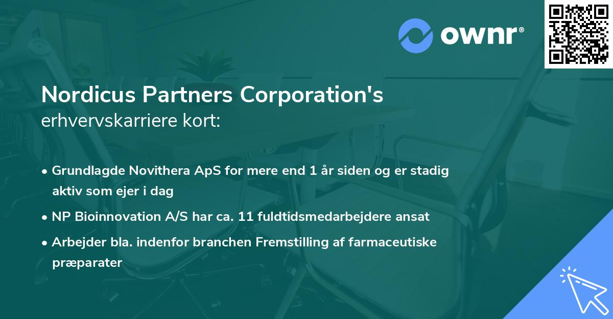 Nordicus Partners Corporation's erhvervskarriere kort